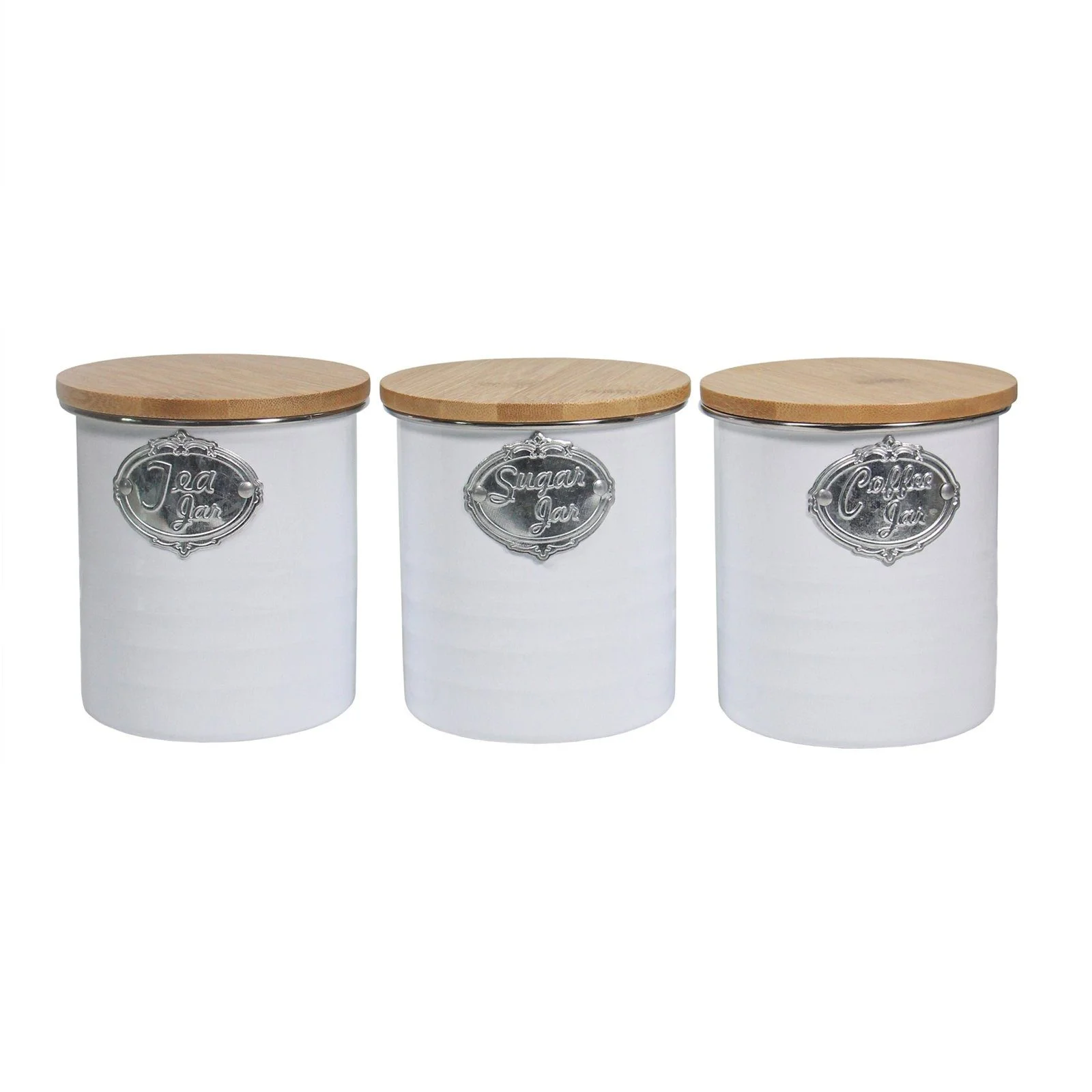 Vorratsdosen-Set im Landhausstil – 3-teilig mit Holzdeckel, Weiß